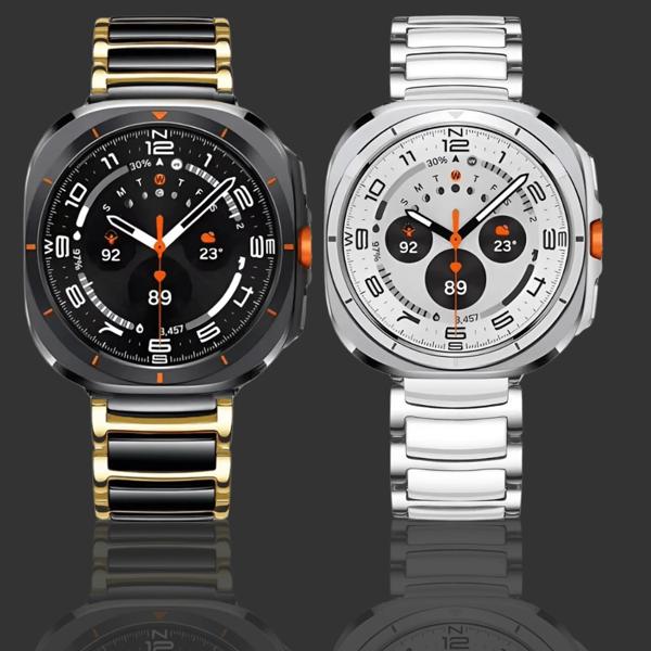 サムスンギャラクシーウォッチ用セラミックステンレススチールバンド、高級メタルストラップ、ブレスレット時計バンド、ウルトラcorrea、47mm