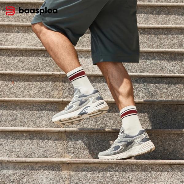 Bassploa 男性ランニングシューズ 2024 新カジュアルメッシュ通気性レースアップスポーツシューズ男性ファッション軽量ノンスリップウォーキングシューズ Bassploa 男性ランニングシューズ 2024 新カジュアルメッシュ通気性