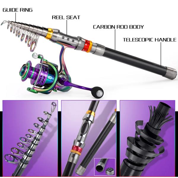 Sougayilang-伸縮式釣り竿とリールのセット,海釣り用,ギア比5.0:1,ビーチフィッシング用スピニングリール,1.8m〜3.6m