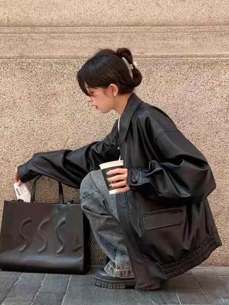 女性用PUレザージャケット,ヴィンテージ,カジュアル,ルーズフィット,特大,パンクの通販は