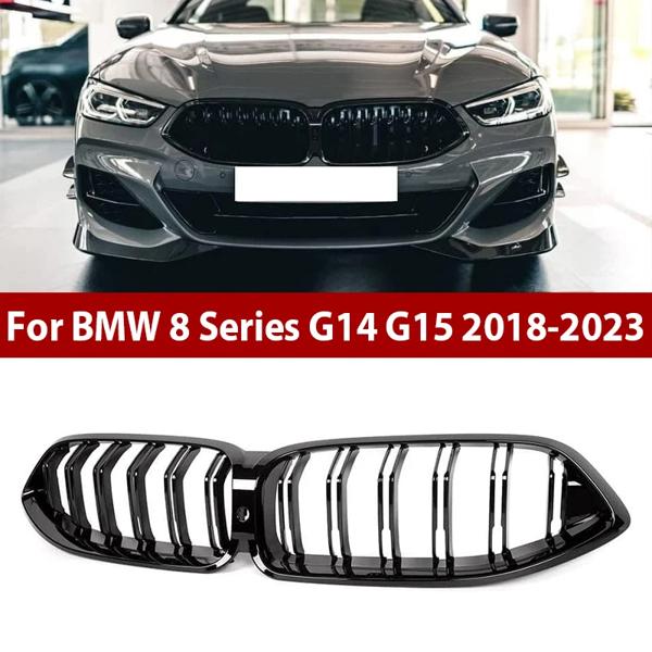 車のフロントバンパー腎臓フードグリル BMW 8 シリーズ G14 G15 G16 2018-2022 ピアノブラックカーボンスタイル自動車の付属品
