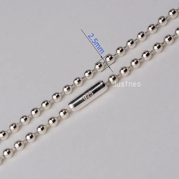 Justneo 固体 925 スターリングシルバーボールチェーンネックレス 16-36 インチ、基本的なペンダント_4