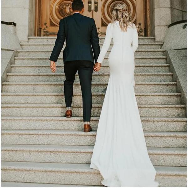 カスタマイズされたアラビアのウェディングドレス,長袖,柔らかいサテン