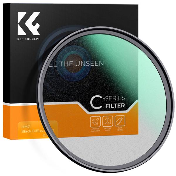 K&F Concept 67mm ブラックミスト 1/8 フィルター (Nano-C) ブラックミスト拡散フィルター 49mm 52mm 55mm 58mm 62mm 67mm 72mm 77mm 82mm