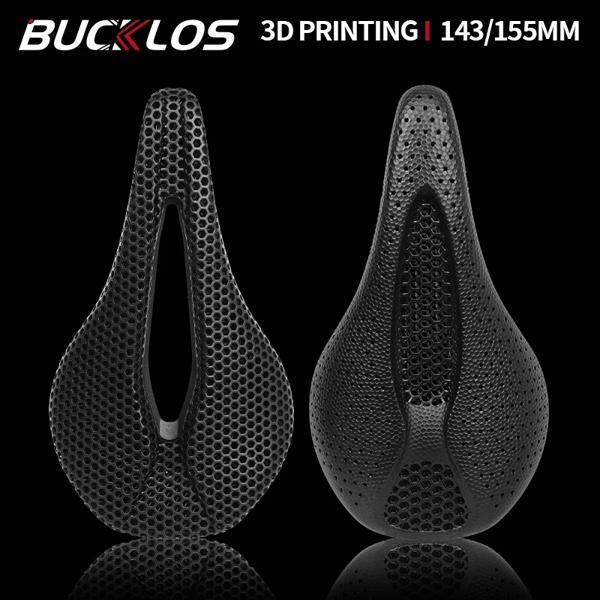 BUCKLOS-3Dプリントナイロンバイクサドル 通気性レーシングバイクシート MTBクッション トライアスロンシート 143mm  155mm
