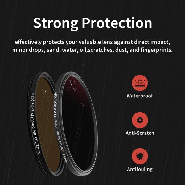 Mecoright-コールドシューズスマートフォンフィルター、携帯電話レンズホルダー、携帯電話レンズ、cpl、ND、gnd、Samsung、Huawei、iPhone、Vivo、72mmに適合_4