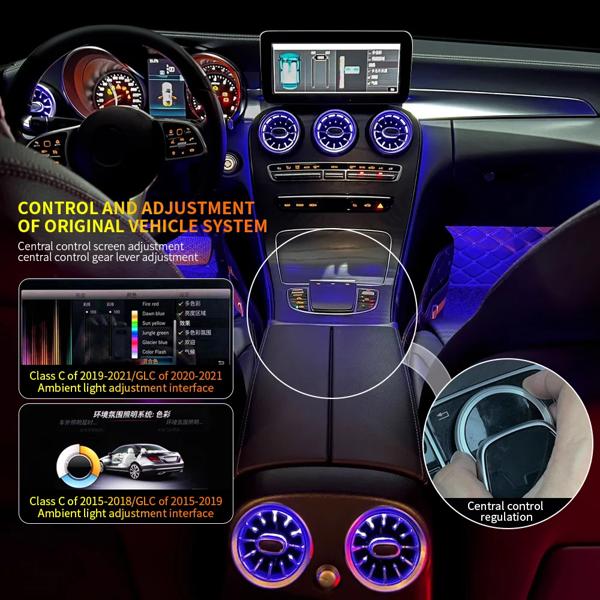 Rgbアンビエントライト 装飾照明 メルセデスベンツw205 cクラスglc x253 w213 eクラスw222sクラス Rgbアンビエントライト 装飾照明 メルセデスベンツw205 cクラスglc