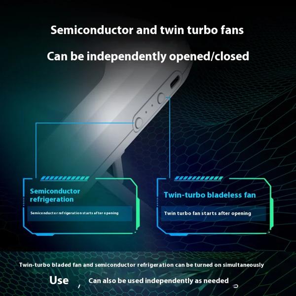 ゲーミングノートパソコンクーラー 2 冷却サイレントファン半導体の急速冷却調節可能なノートブッククーラースタンド_4
