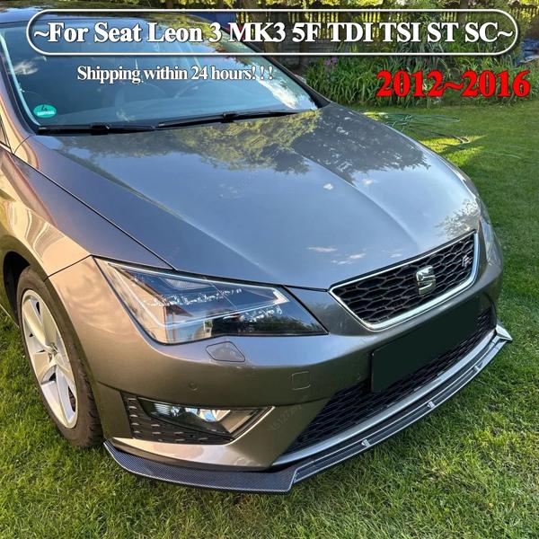 フロントバンパースプリッターリップディフューザー,シートレオン3 mk3 5f tdi tsi st sc 2012-2016用ボディキット,チューニングABSスポイラーアクセサリー,3個