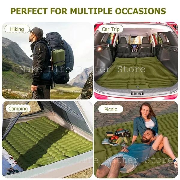 クッションポンプ内蔵のインフレータブルマットレス 屋外スリーピングベッド 車のクッション キャンプ用エアマット 200x140cm_2