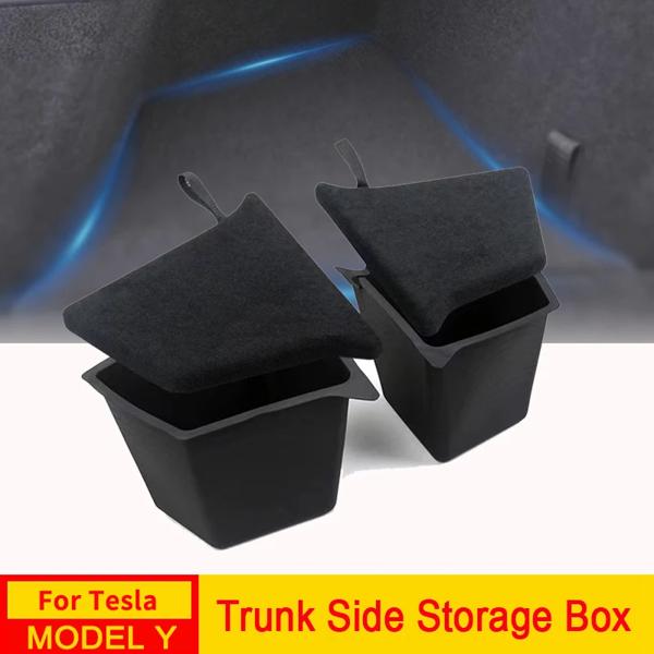 USVOTOV テスラモデル Y 2024-2021 モデル Y ジュニパー 2025 トランクオーガナイザーサイド収納ビンボックスブーツオーガナイザーマットアクセサリー