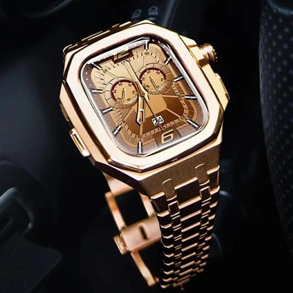 Apple Watch用デラックスステンレススチールケース,iwatchシリーズ用液体シリコンストラップ,ウルトラ2,49mm,アクセサリーの通販は