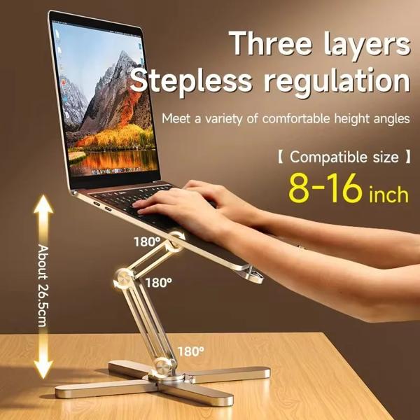 360 ° 回転のポータブルアルミニウム合金タブレットスタンド,折りたたみ式,伸縮式,デスクスタンド,ノートブックスタンド