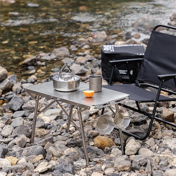 HOMFUL ステンレス　折りたたみテーブル Homful-屋外キャンプ折りたたみテーブル、ポータブルステンレス
