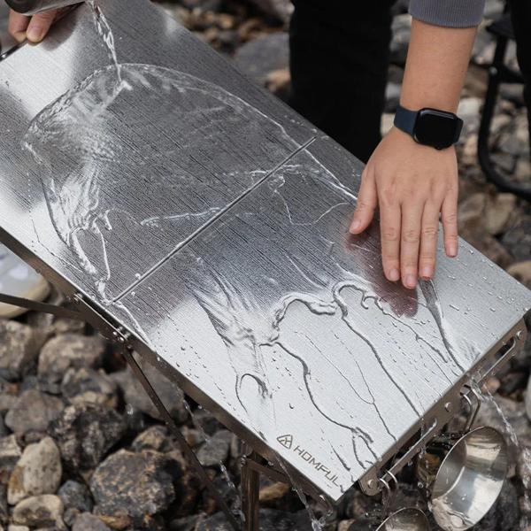 Homful-屋外キャンプ折りたたみテーブル、ポータブルステンレス