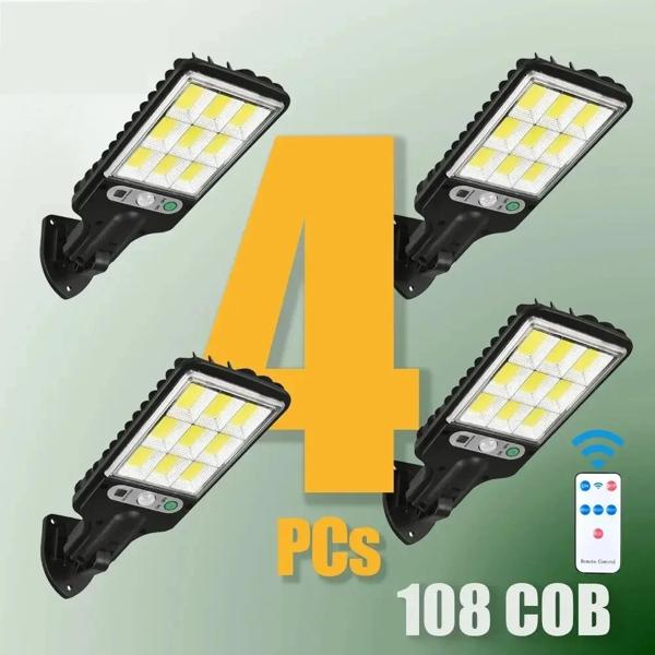 モーションセンサー付き防水ソーラーライト 街路灯 屋外反射板 3モード 108 cob 1〜4個