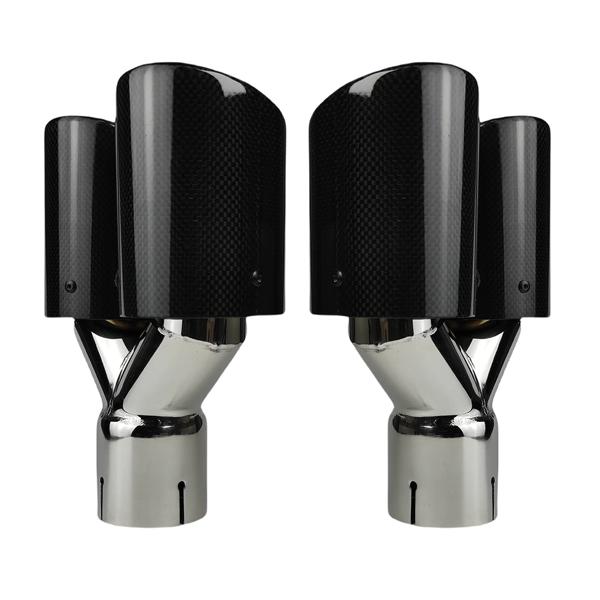 車のエキゾーストマフラーチップ,Y字型カーボンファイバーエキゾーストパイプ,ユニバーサルノズル装飾,ステンレスシルバー,1個の通販は