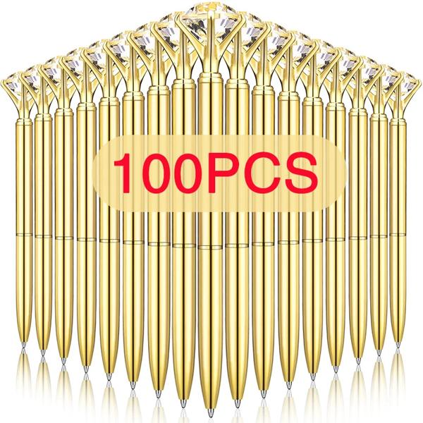 美しいメタルダイヤモンドジャーナルペン、快適なボールペン、ブラックインクギフトペン、事務用品、100個