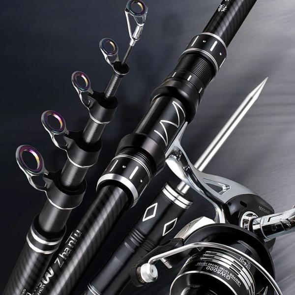 長距離キャスティング用の超耐性カーボン釣り竿,魚を捕まえるための伸縮式アタッチメント,ルアーを捕まえるための機器,海での練習に適しています,2.1〜4.5m