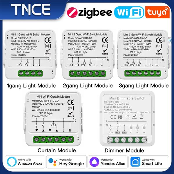 TNCE Tuya スイッチライトカーテン調光器 WIFI Zigbee、スマート DIY MINI モジュール、ローラーブラインドシャッターブレーカー、音声 Alexa Google ホーム