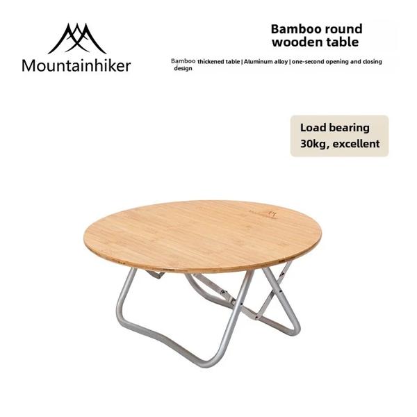 マウンテンハイカー-屋外キャンプ竹折りたたみテーブル、ポータブルダイニングテーブル、ピクニックバーベキューテーブル、高速保管 マウンテンハイカー-屋外キャンプ竹折りたたみテーブル、ポータブル