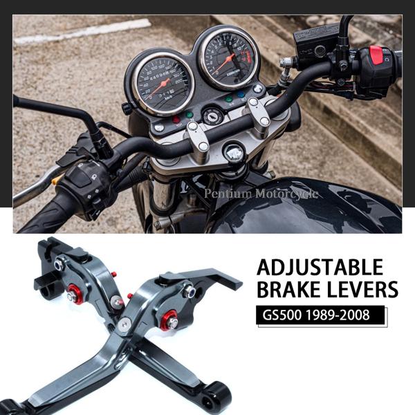 Suzuki gs 500 gs500 1989-2008用の折りたたみ式ブレーキおよびクラッチレバー,オートバイのブレーキおよびクラッチレバーの通販は