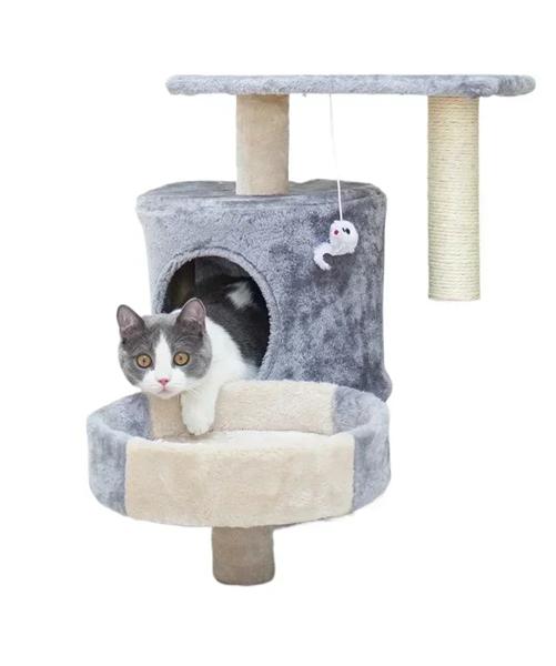 多機能クライミングフレーム,猫用,ペット用品,肌にやさしい生地,グレー,8匹の猫2匹が遊ぶ