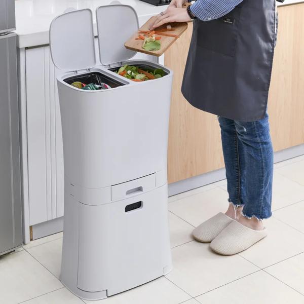 ゴミ箱3層床置き乾式および湿式並べ替えのセット家庭用コーナープラスチックゴミ箱ゴミ箱