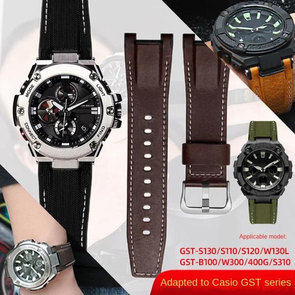 本革時計ストラップカシオ G-SHOCK GST-210/W120L/S130L/S310 GST-B100 W300/400G ノッチ男性時計バンド 26 ミリメートルアクセサリー