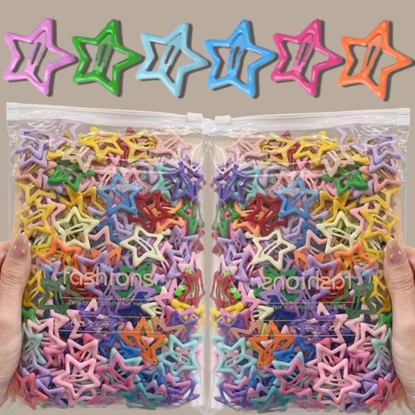 女の子用合金スターバレッタ ヘアクリップ ヘアピン キュートなアクセサリー y2k bb 子供 20個 10個