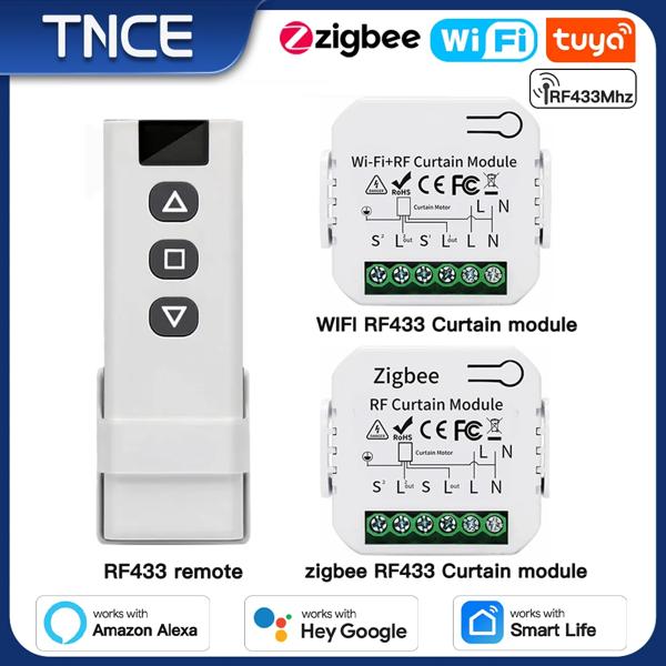 TNCE Tuya カーテンスイッチモジュール wifi zigbee rf433mhz、ローラーブラインドシャッターモーターブレーカー、スマートコントロール音声 Alexa Google ホーム