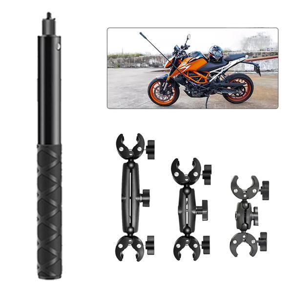 Insta360 用 HONGDAK 1 X2 X3 オートバイ自転車ダブルクリップブラケット GoPro 11 10 9 バイクセルフィースティックカメラアクセサリ用