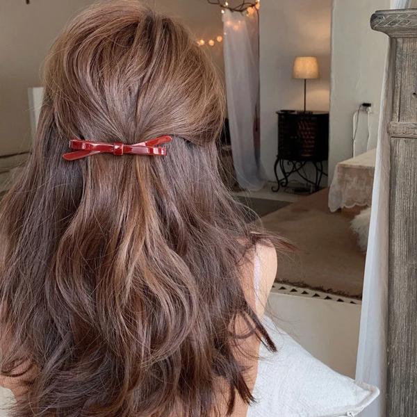 女性のためのシックな弓のヘアクリップ,無地,アクリル,かわいい 女性のためのシックな弓のヘアクリップ,無地,アクリル,かわいい