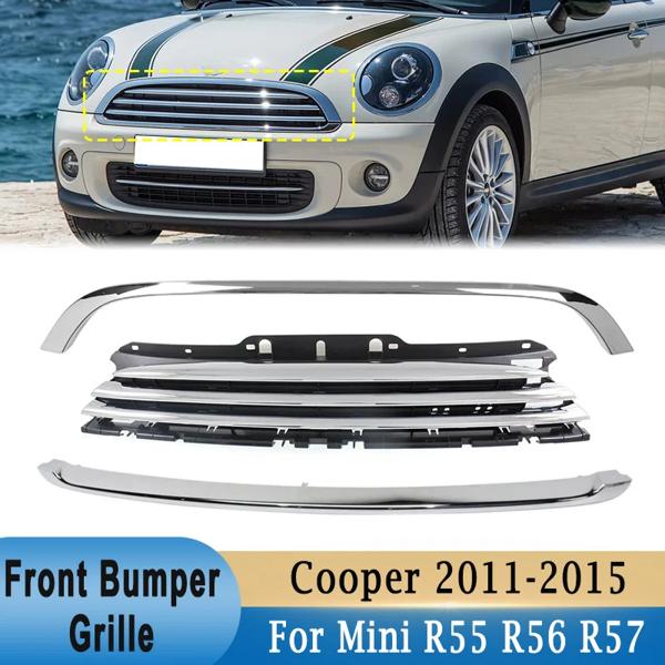 クローム フロントバンパー センター レーシング グリル ラジエーター グリル トリム ミニ R55 R56 R57 2011-2015 (クーパー S/JCW 用ではありません) 51117317264