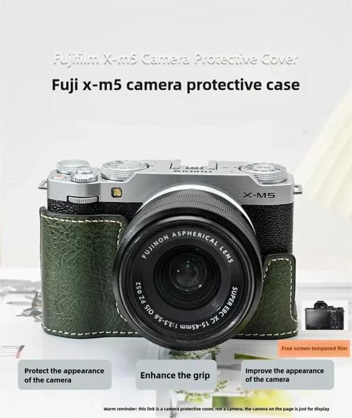 Fujifilm-カメラ用x-m5 PUレザーケース,xm5カメラ用,ベースシェル付きの新しい保護ケース