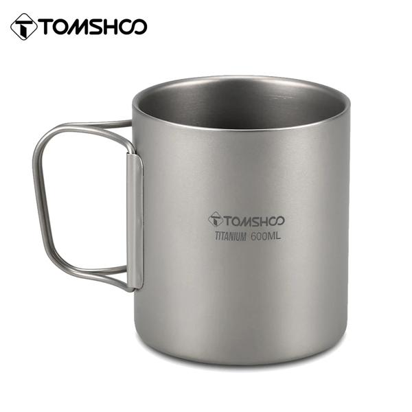 Tomshoo-ダブルレイヤーチタンウォーターカップ、家庭用コーヒーティーマグ、屋外キャンプ、ハイキング、バックパッキング、ピクニック、220 ml、350 ml、450 ml、600ml