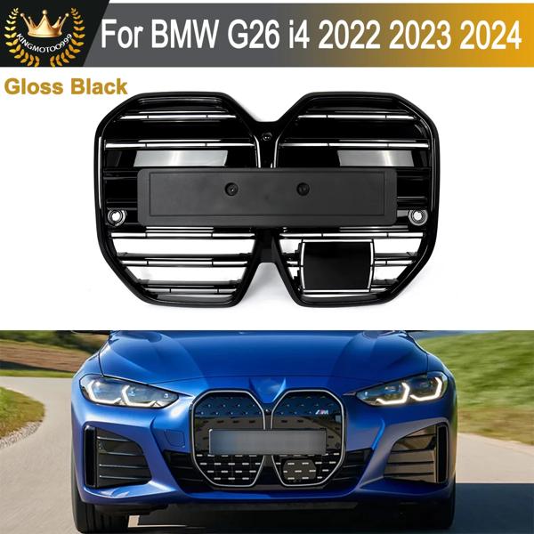レーシンググリル BMW G26 4 シリーズ i4 グランクーペ eDrive35 40 M50 2022 2023 2024 光沢のある黒のフロントバンパーアッパーエアインレットグリル