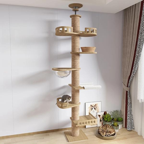 調節可能な猫の木の塔,床から天井へ,マルチレベル錐形,スクラッチポスト,ペット用品