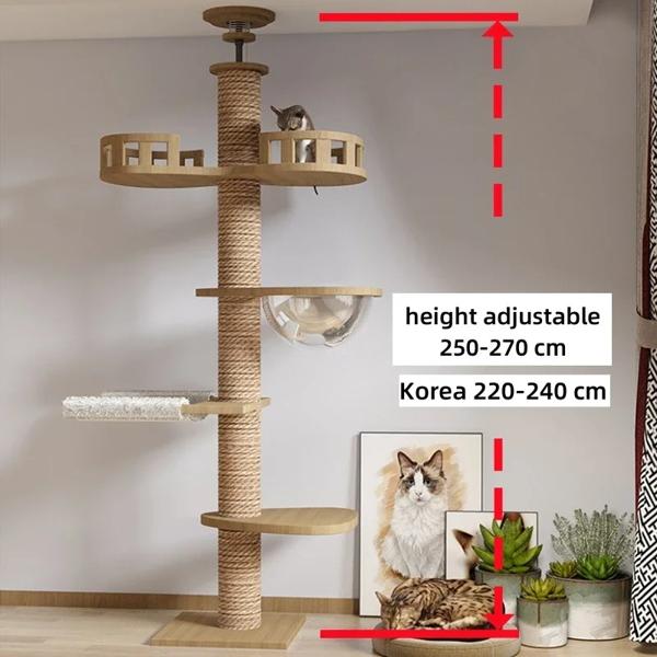調節可能な猫の木の塔,床から天井へ,マルチレベル錐形,スクラッチポスト,ペット用品_1