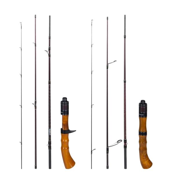 ルアーキラー-木製ハンドル付きの高炭素釣り竿,日本のkwガイド,2〜7gのルアー,1.4m, 4つのセクション ルアーキラー-木製ハンドル付きの高炭素釣り竿,日本のkwガイド,2〜7gの