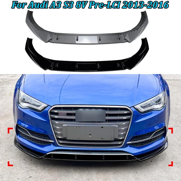 アウディ車用フロントバンパーリップスポイラーs3s38vプリッチ2013-2016スプリッターショベル屋外absプロテクターガードキット