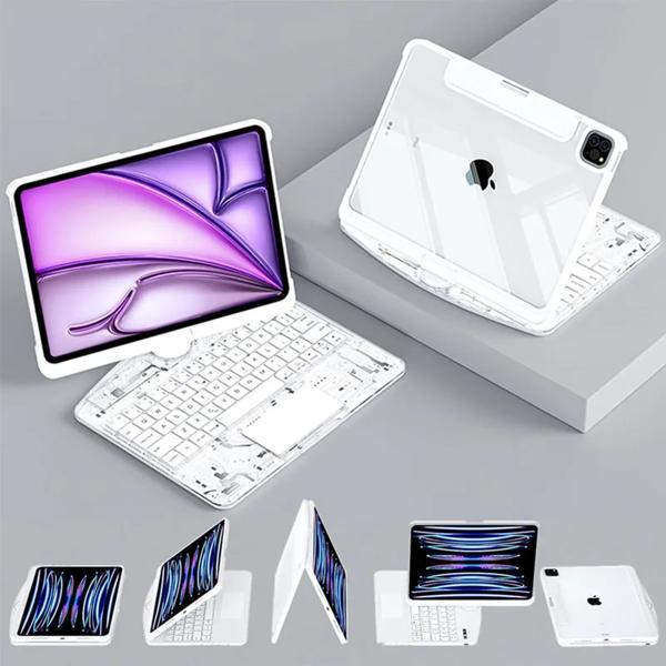 360 ° 回転マルチタッチトラックパッドワイヤレス Bluetooth キーボード IPad Air 11 Pro 13 2024 10 10.9 10.2 インチバックライト付きキーボード