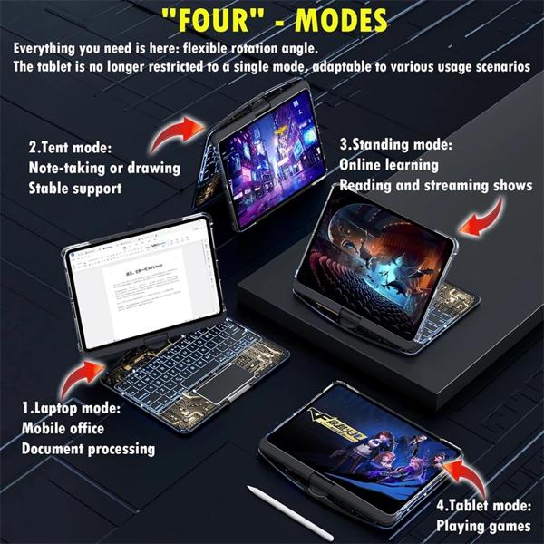 360 ° 回転マルチタッチトラックパッドワイヤレス Bluetooth キーボード IPad Air 11 Pro 13 2024 10 10.9 10.2 インチバックライト付きキーボード