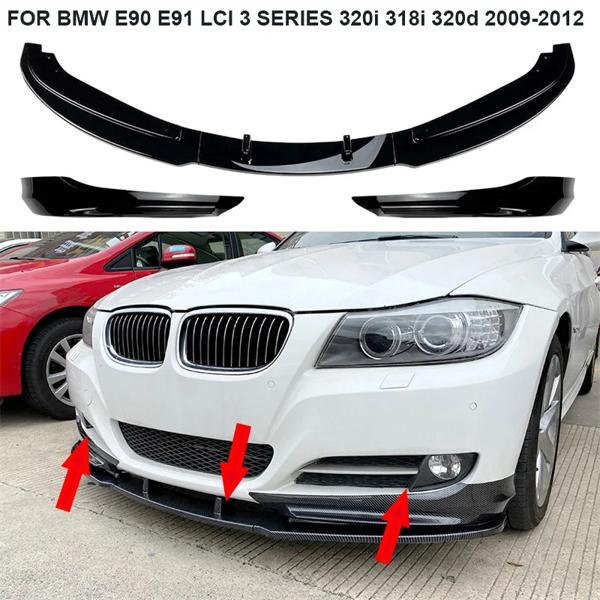 バンパー下部分離、チンリップスポイラー、リアシフトチューニング、bmw 3シリーズe90 e91 lci 320i 318i 320d 2009-2012用光沢