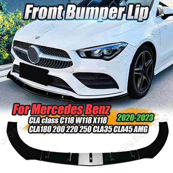 メルセデスベンツ、ディフューザー、スポイラーガード、クラスc118、w118、x118、la180、200、220、la35、45、amg、250-2020用のフロントファイバースプリッターリップ