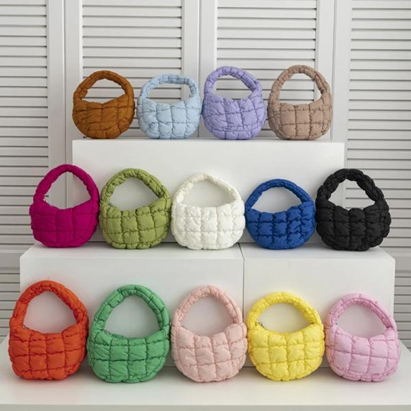 PURF-女性用パッド入りミニトートバッグ,シンプルでトレンディなデザイン,パープルカラー,ソフトナイロン製,パッド入り