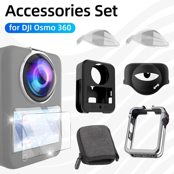 DJI Osmo 360用アクセサリーセット レンズガード スクリーンプロテクター 収納バッグ シリコンケース レンズキャップ 保護フレーム アダプターベース