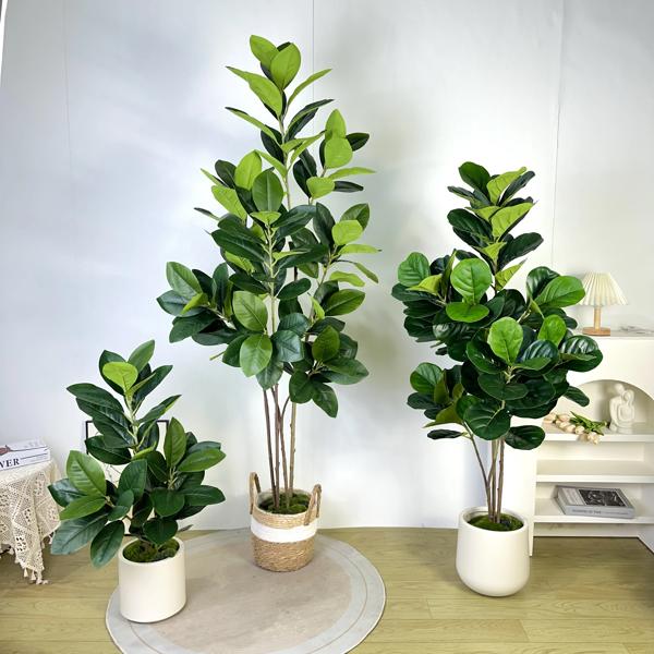 人工ficus樹木枝、大きなカニアンの葉、偽のゴム植物、高さプラスチック、家の庭の装飾のための風景、70 135cm