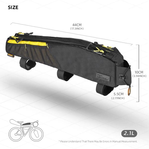 Rhinowalk 自転車トップチューブバッグ防水 2.1L 自転車フロントフレームバッグ Bikepacking 旅行荷物自転車アクセサリー MTB 砂利用