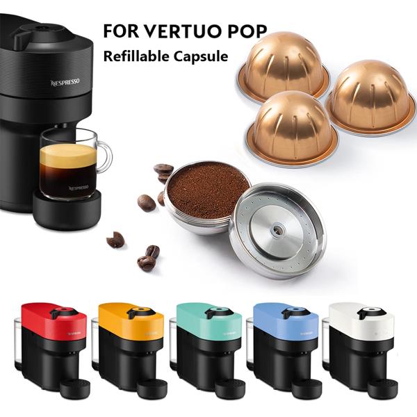 ネスプレッソ Vertuo POP 詰め替えコーヒーカプセル Vertuoline 再利用可能なステンレス鋼カプセルフィルターとオリジナルポッド